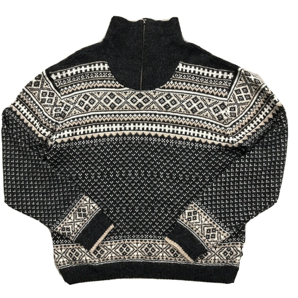 Peruvian Knit Alpaca Fair Isle Sweater Mens #1484